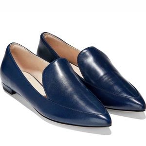 Cole Haan Brie Navy Blue Leather Loafers Ballets